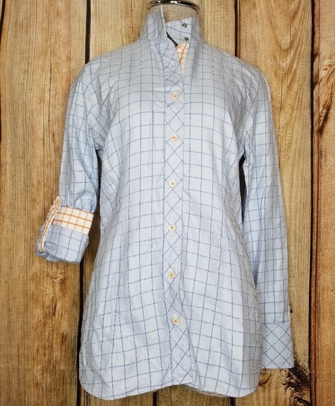 Cheval Equestrian Show Shirt Button down Top Blue - Picture 2 of 9